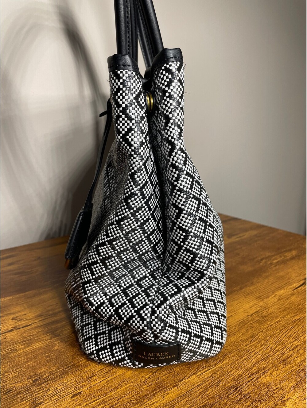 Lauren Ralph Lauren Millbrook Market Tote Geometric Preppy - Picture 4 of 9